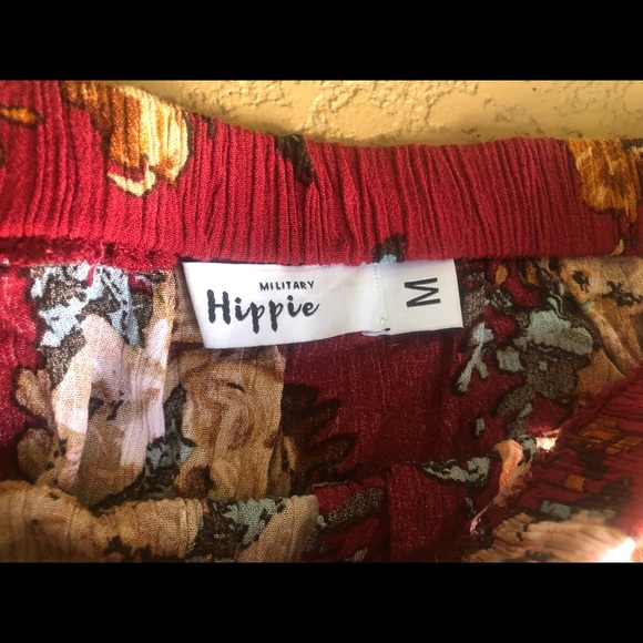 Military Hippie Off the Shoulders Floral Top Sz M - Picture 5 of 8